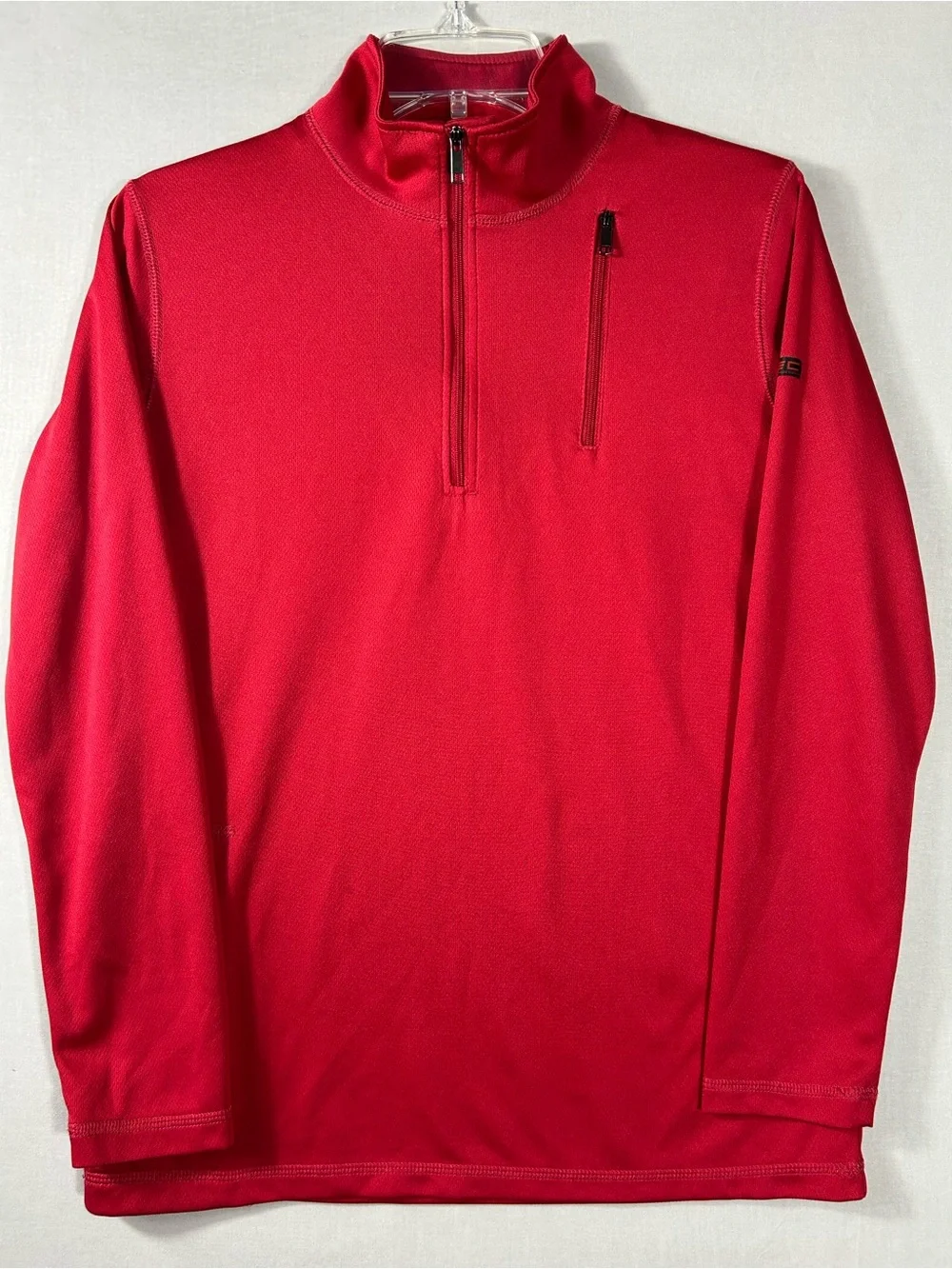 SCOTTeVEST Mens Small Red Pullover 1/4 Zip TEC Long Sleeve Performance